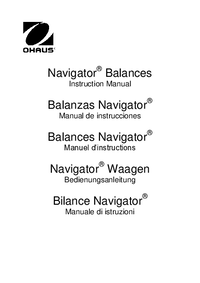 Thumbnail of document Manual - Navigator XT Series, Ohaus Toploader Balance
